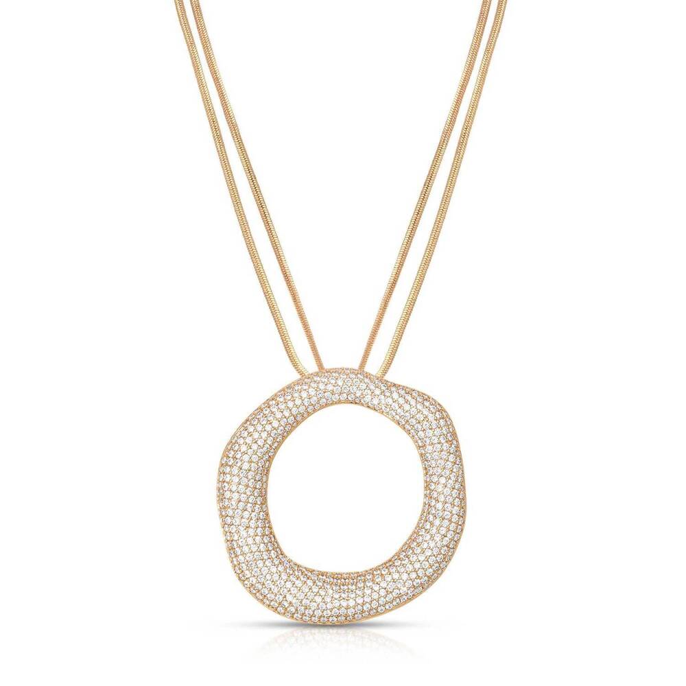 NEW ETTIKA women's open circle pave necklace in gold / silver